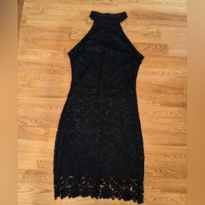 Little Black Lace Halter dress